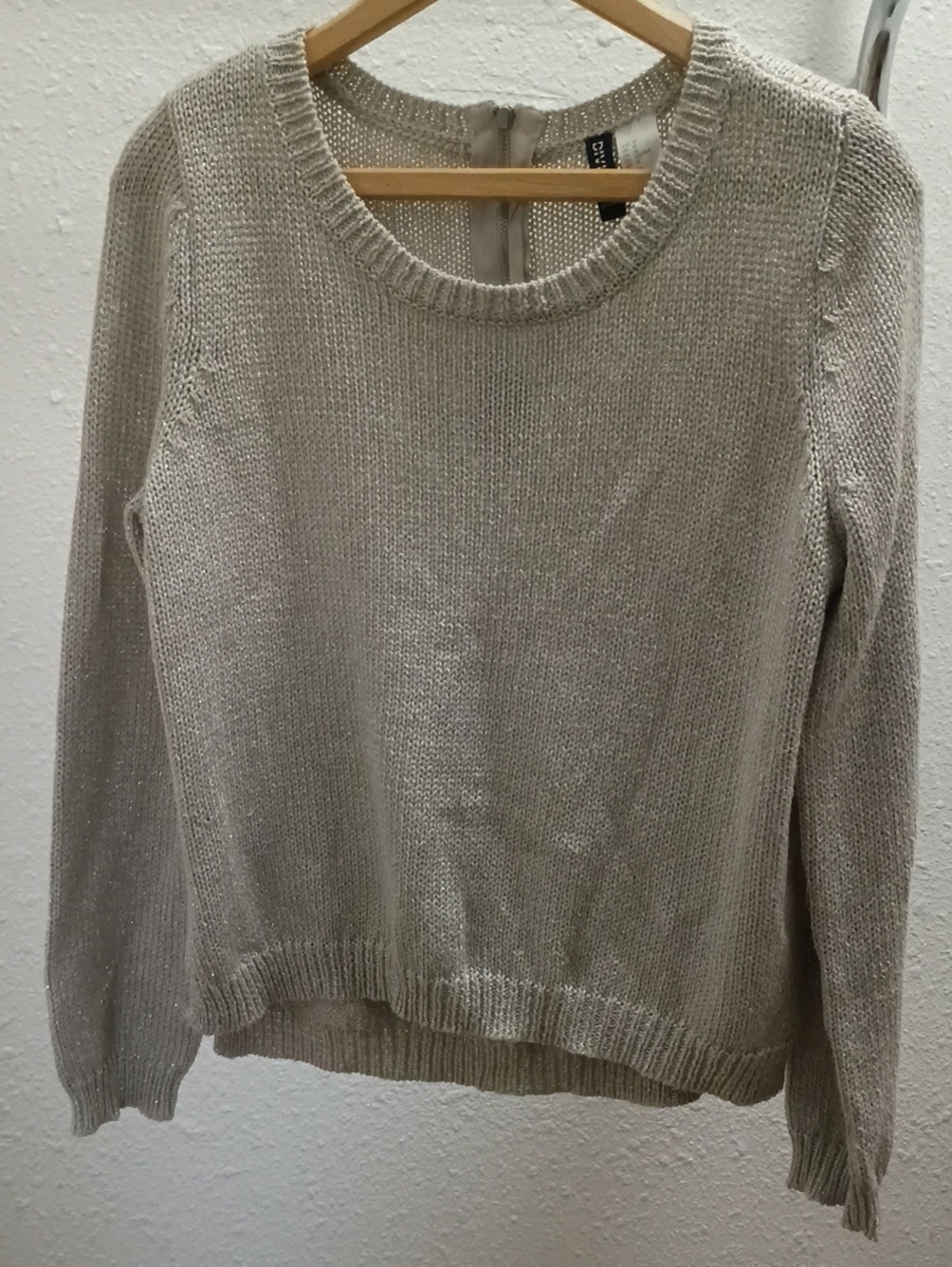 Divided Metallic Silver Crewneck Sweater